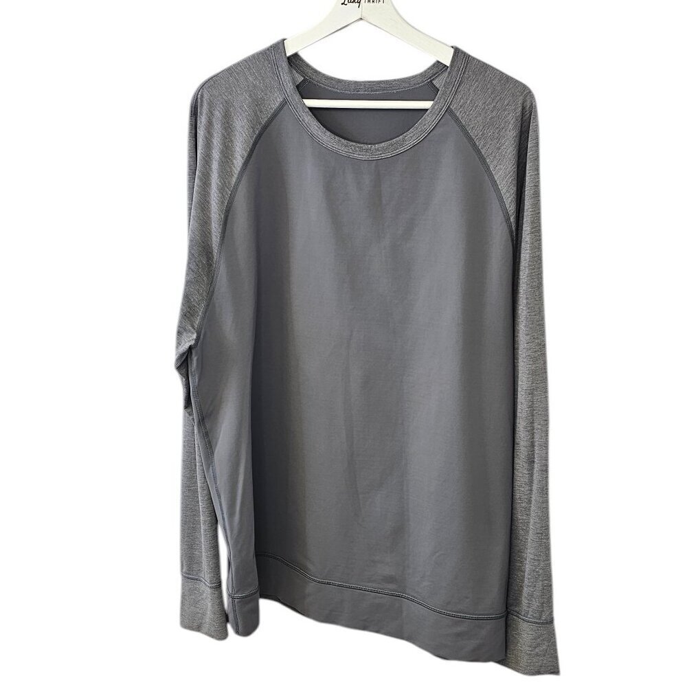 Lululemon Mens Long Sleeve Crew Neck Shirt, Grey, Heathered, Size Xl/XXL